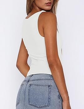 Zeagoo Women's Double Lined Square Neck Tank Top Sleeveless
